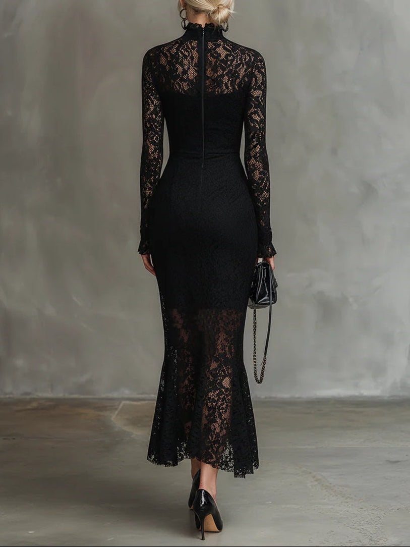 Nova | stretchkanten fishtail maxi-jurk