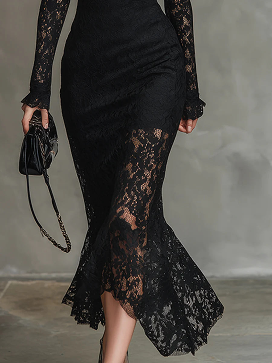 Nova | stretchkanten fishtail maxi-jurk