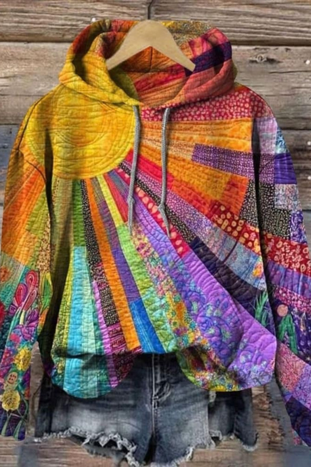 Eloise | Bohemian veelkleurige patchwork-hoodie