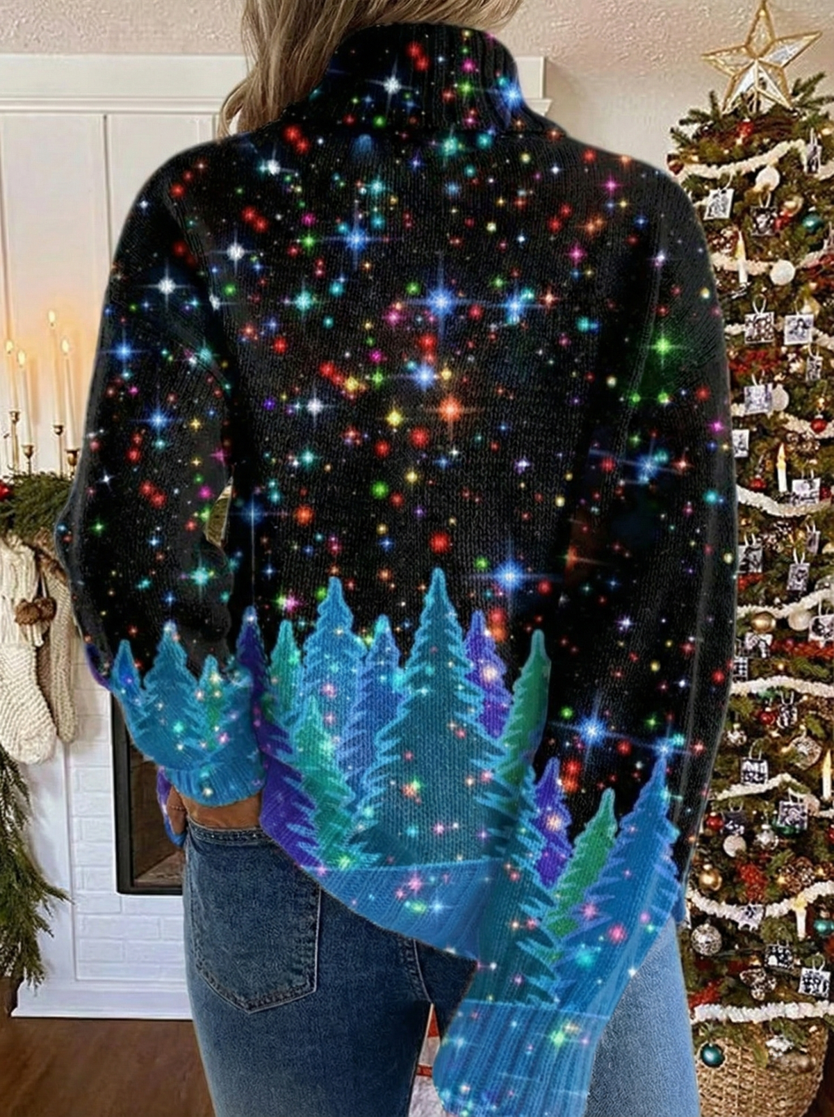 Saraya | Kersttrui Met Sterrenprint