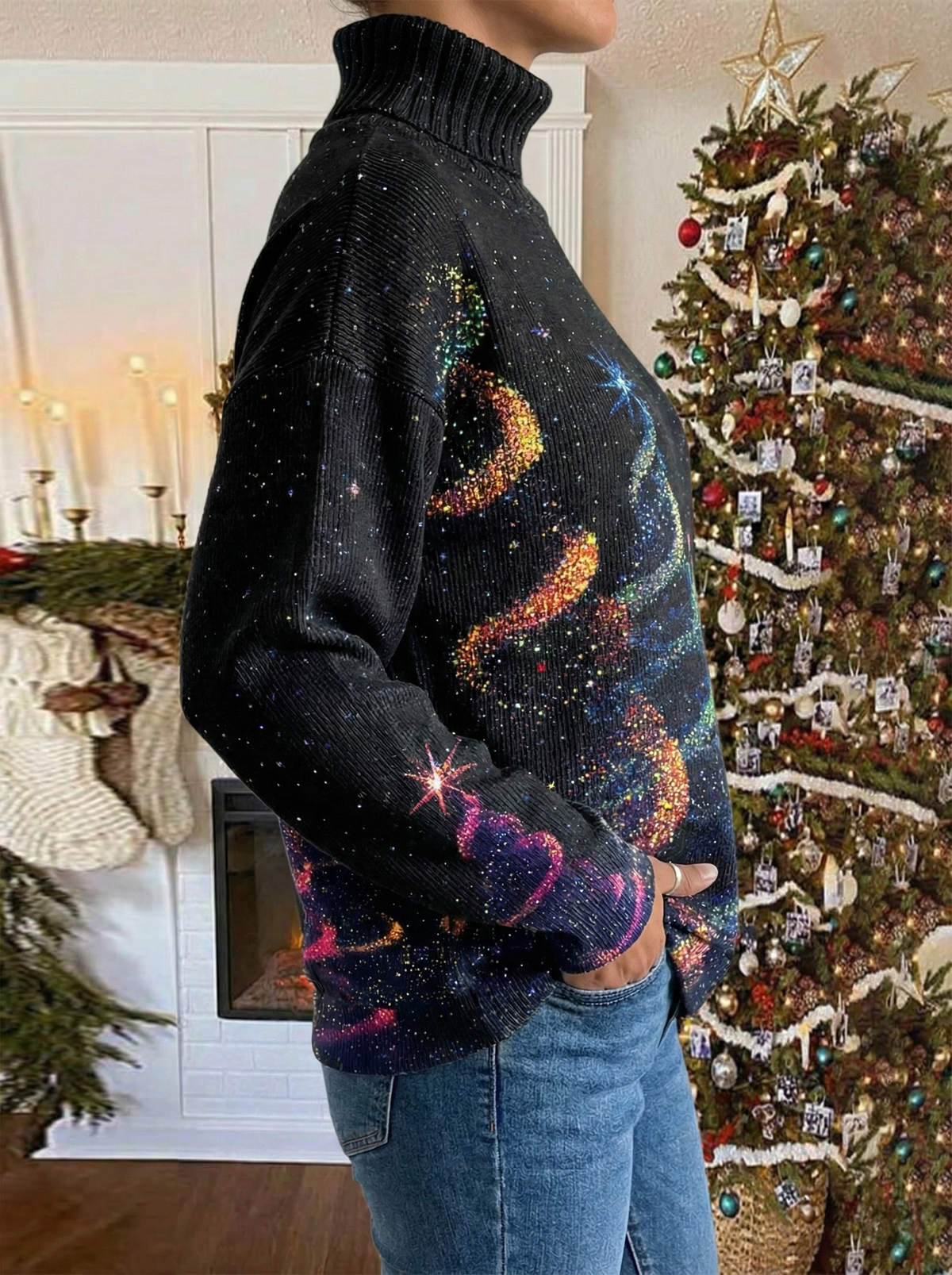 Saraya | Kersttrui Met Sterrenprint