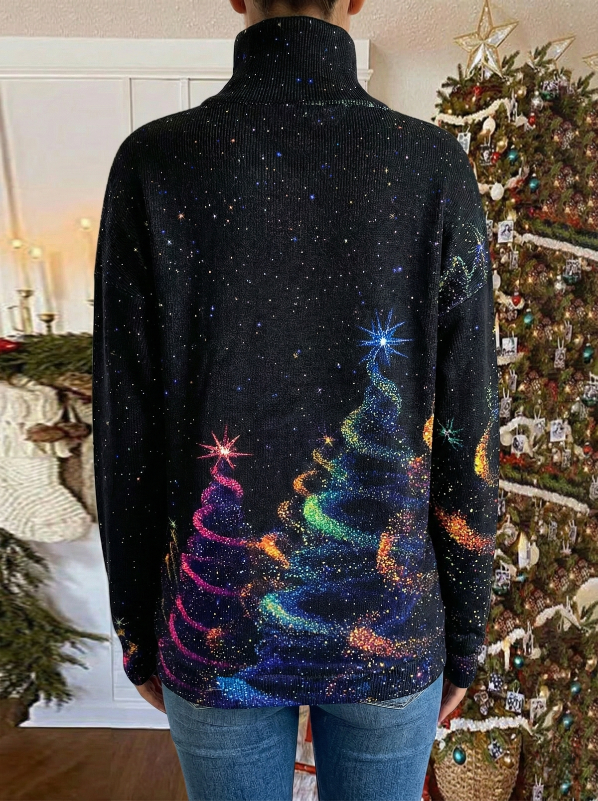 Saraya | Kersttrui Met Sterrenprint
