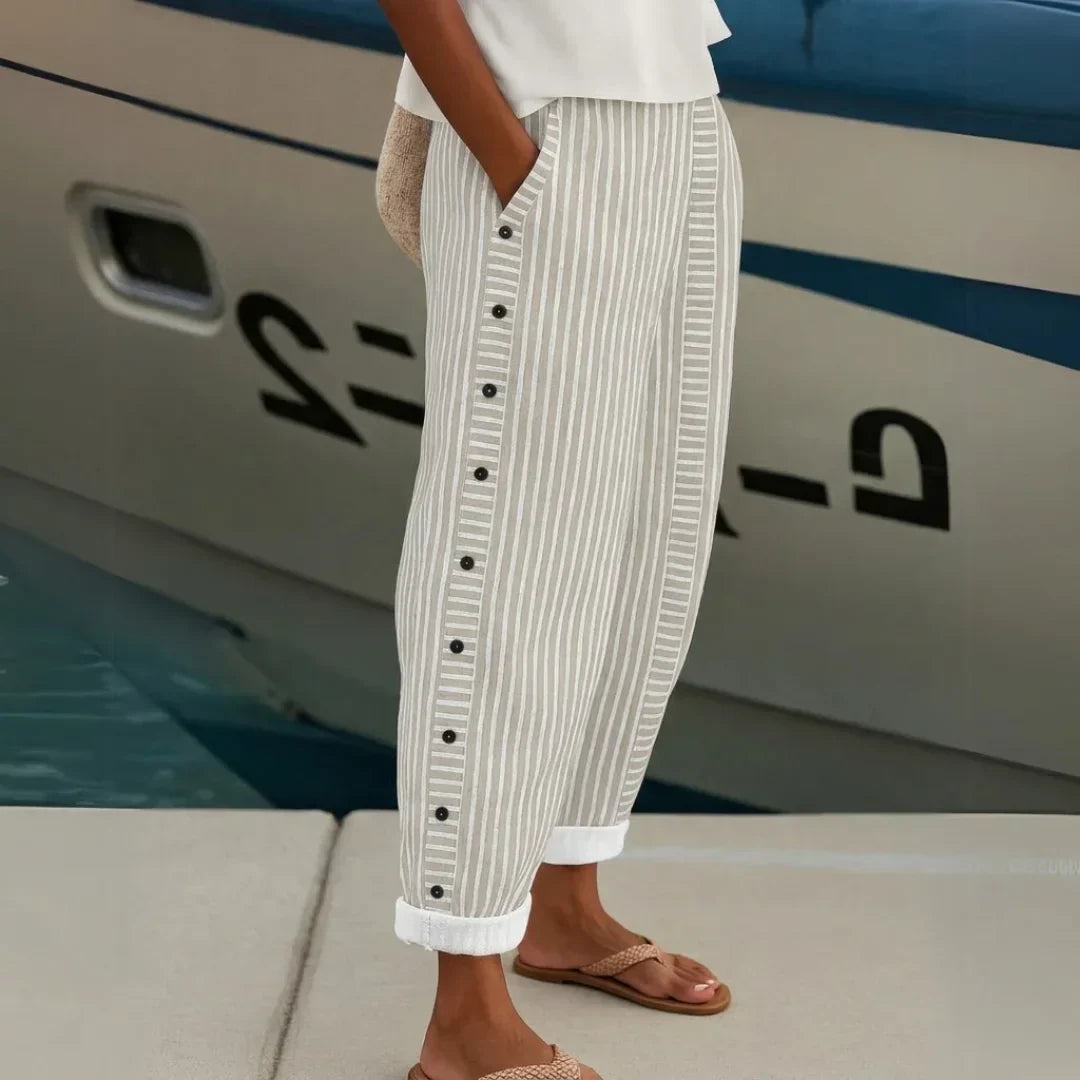 Jarane | Comfortabele gestreepte casual broek