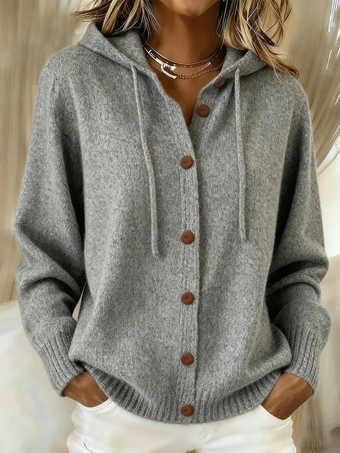 Barbara | Dames Vest-Hoodie met Capuchon en Knoopsluiting