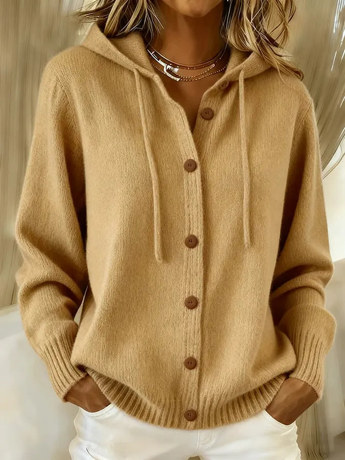 Barbara | Dames Vest-Hoodie met Capuchon en Knoopsluiting