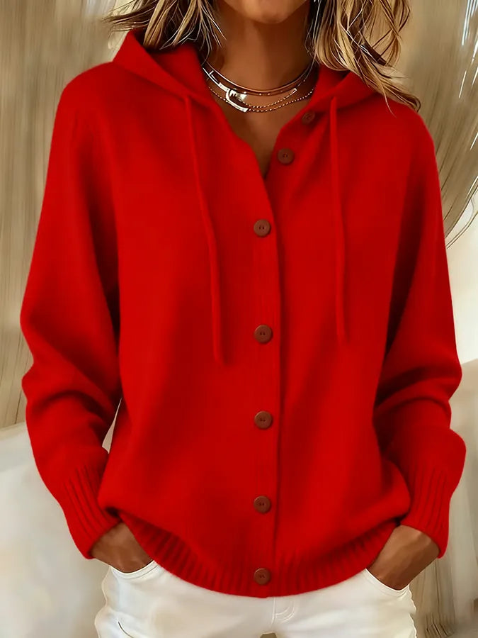 Barbara | Dames Vest-Hoodie met Capuchon en Knoopsluiting