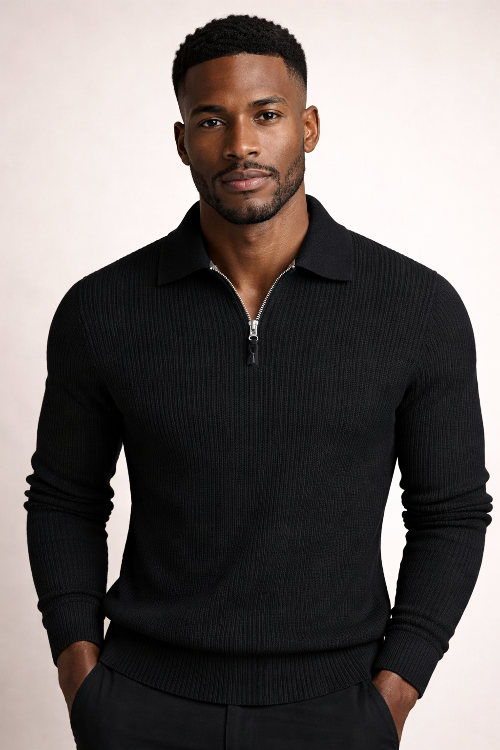 Brandon | Heren Quarter-Zip Trui met Ribstructuur