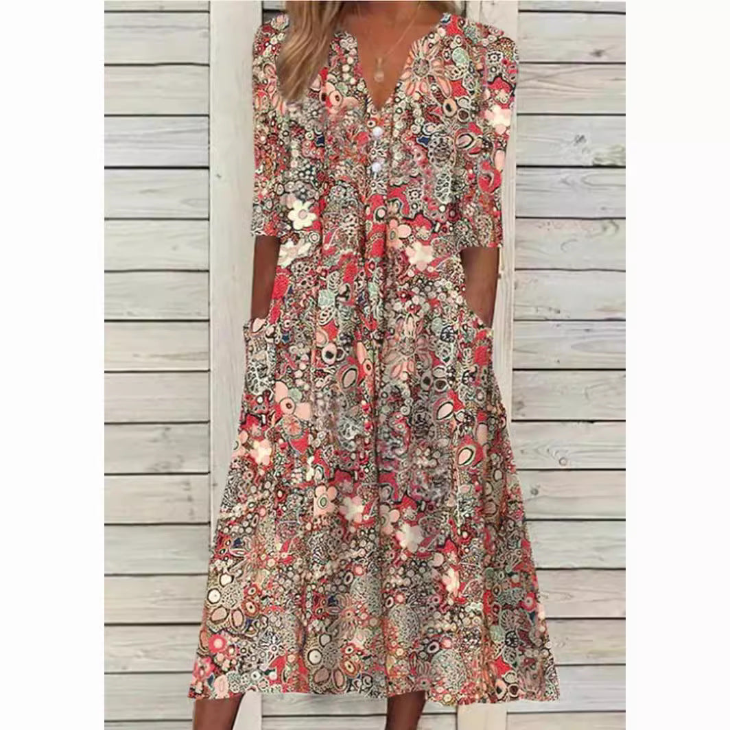 Janelle | Elegante zomerjurk die de buik bedekt