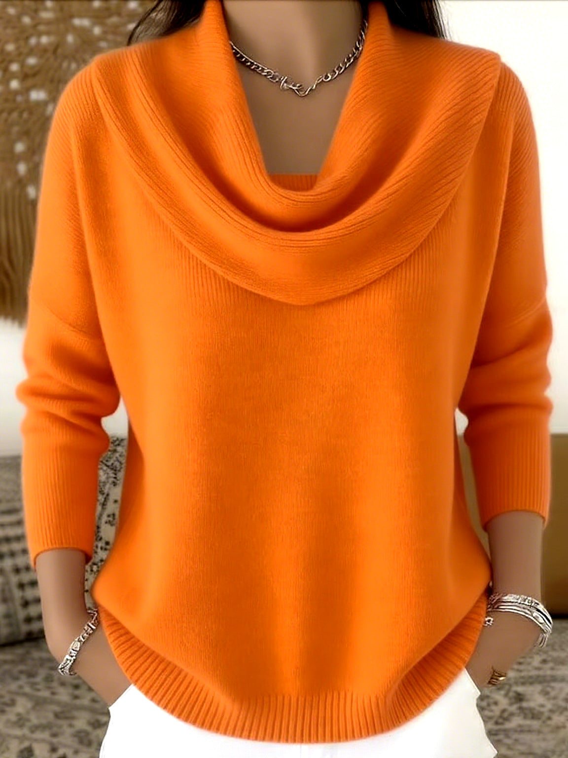 Emily | Dames Trui met Gedrapeerde Col