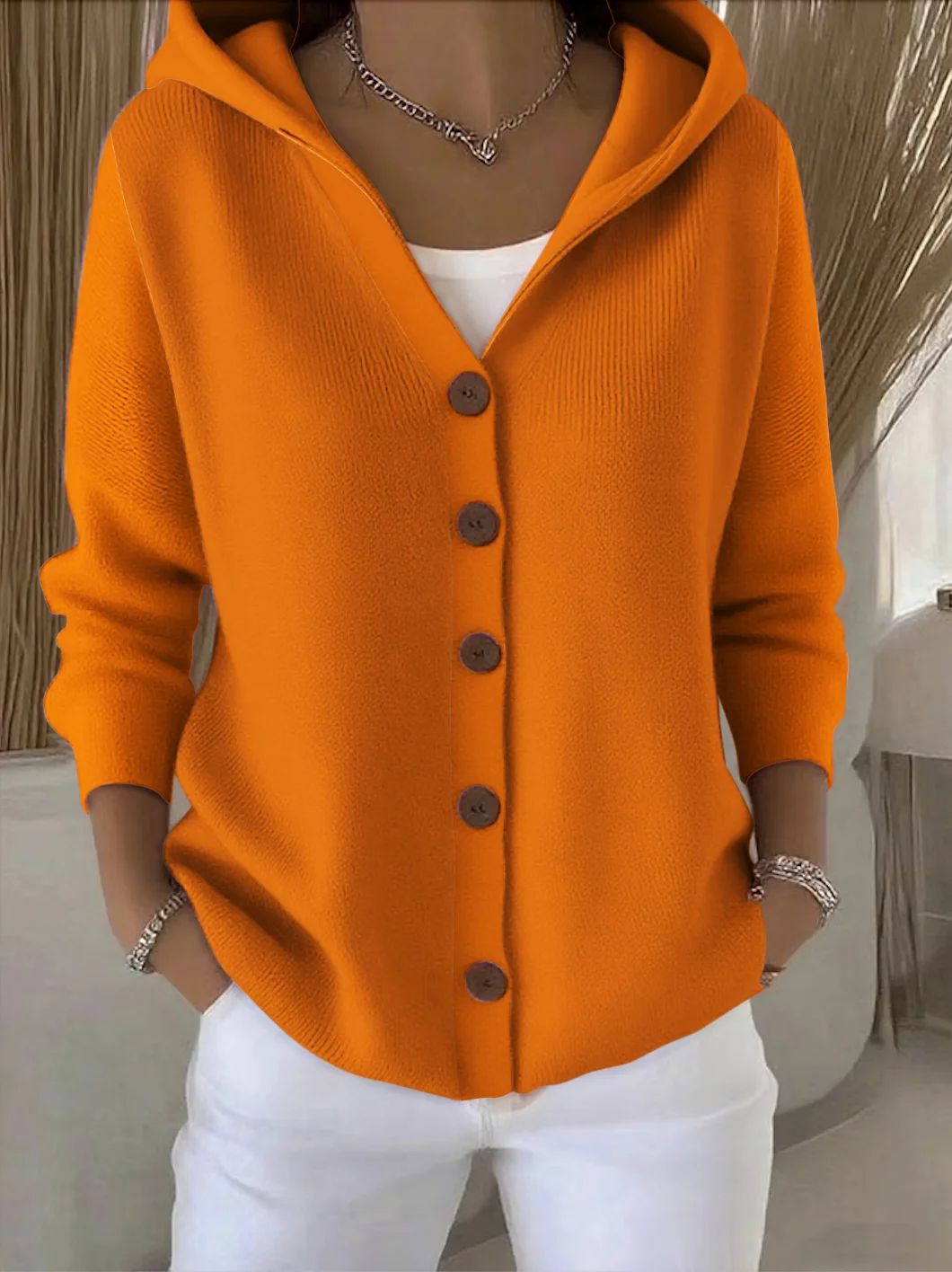 Melissa | Dames Vest met Capuchon en Knoopsluiting