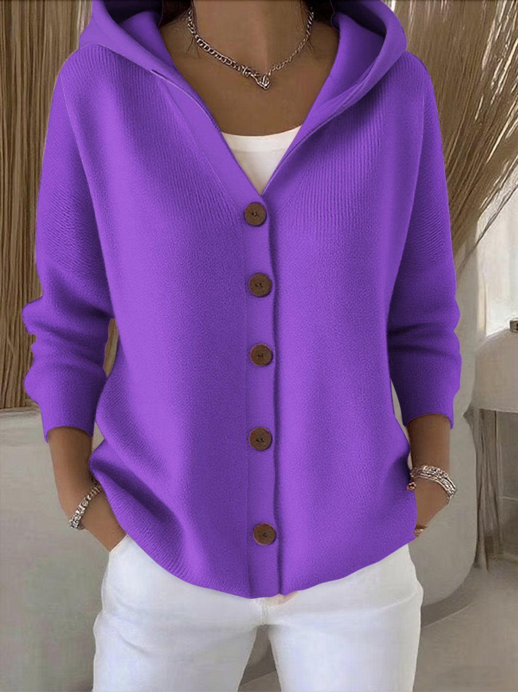 Melissa | Dames Vest met Capuchon en Knoopsluiting
