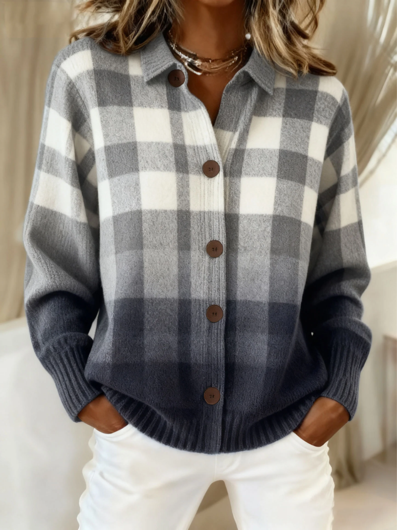 Hevria | Stijlvolle Blouse Met Ruitpatroon