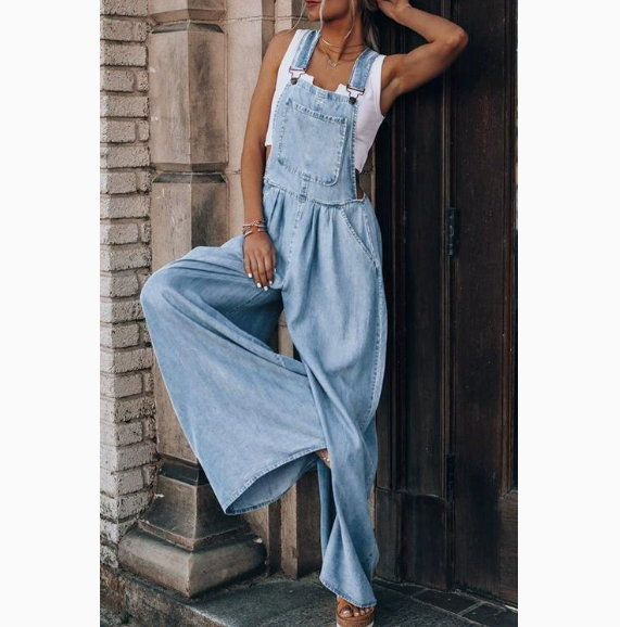 Patricia | Losvallende Denim Jumpsuit met Bretels