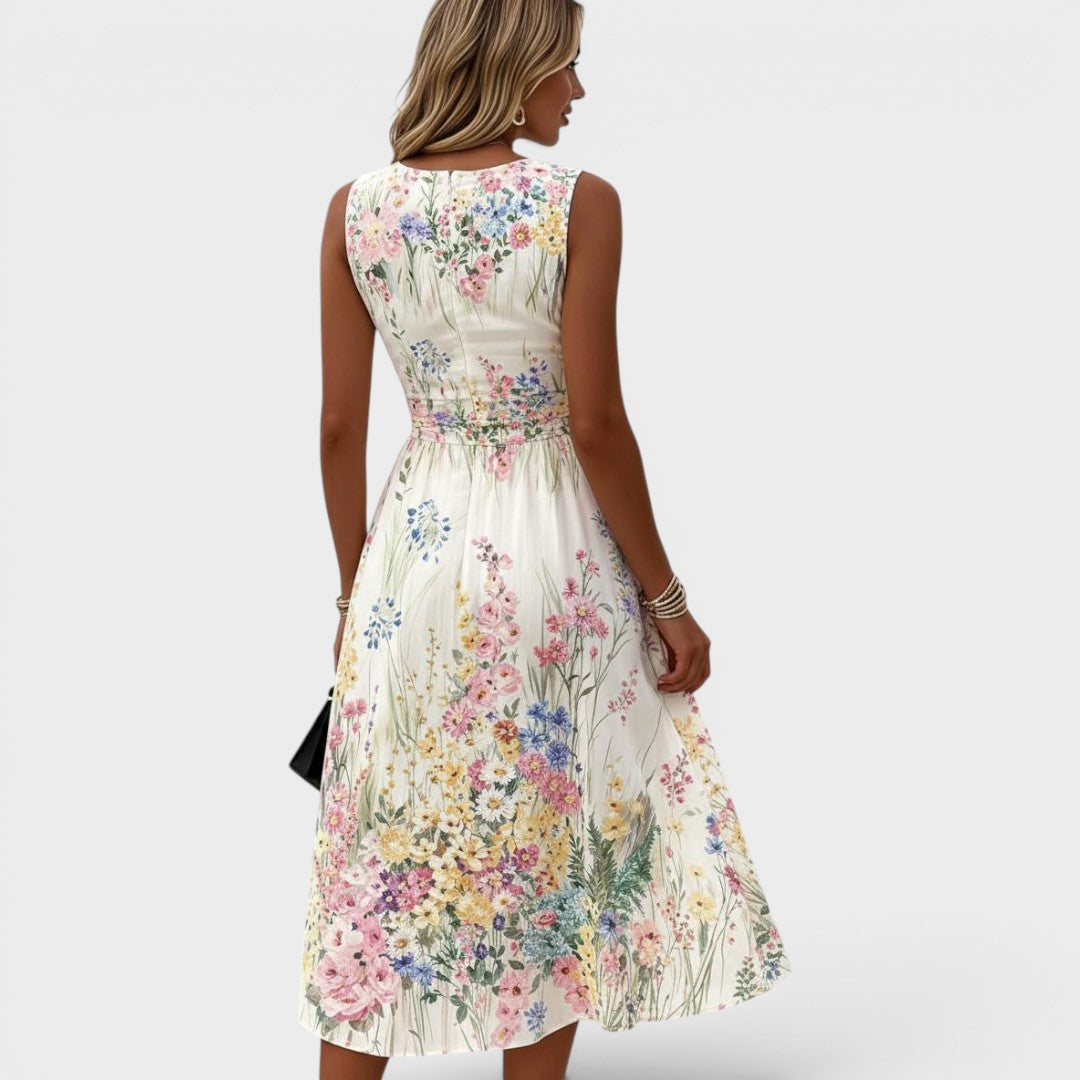 Mariz | Midi-jurk zonder mouwen met bloemenprint