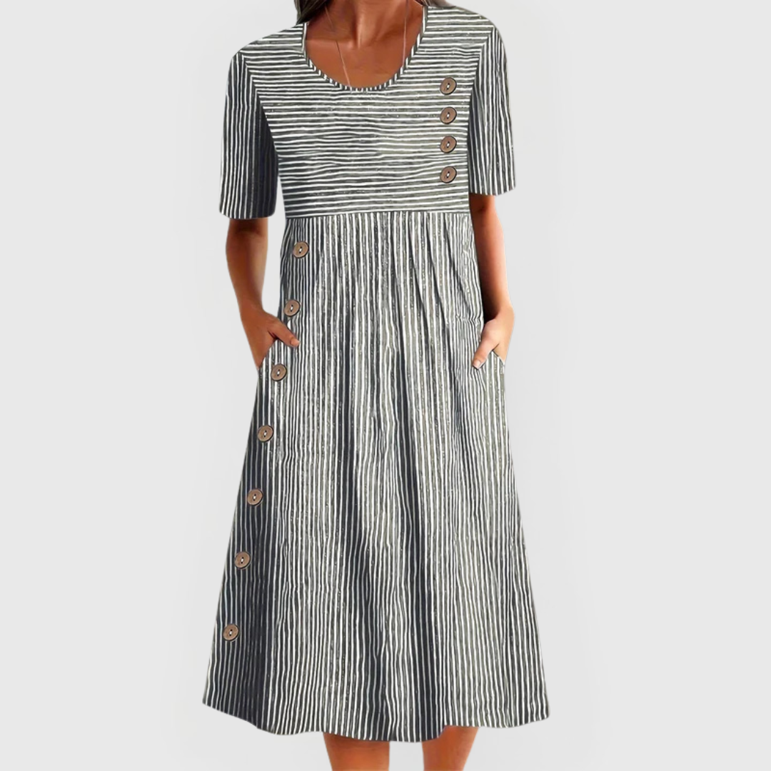 Jovie™ Gestreepte Midi-Jurk