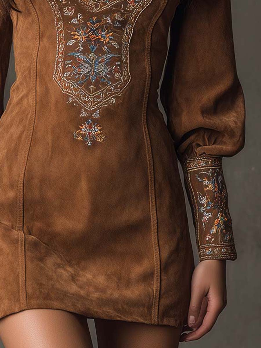 Ute | jurk met suède-effect