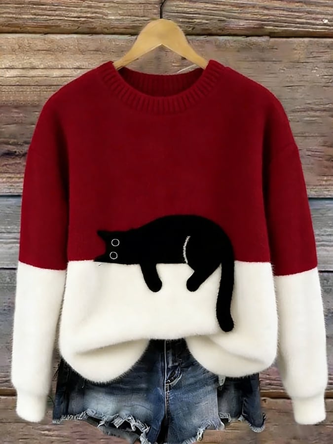 Aubrey | Oversized Damestrui met Kattenprint