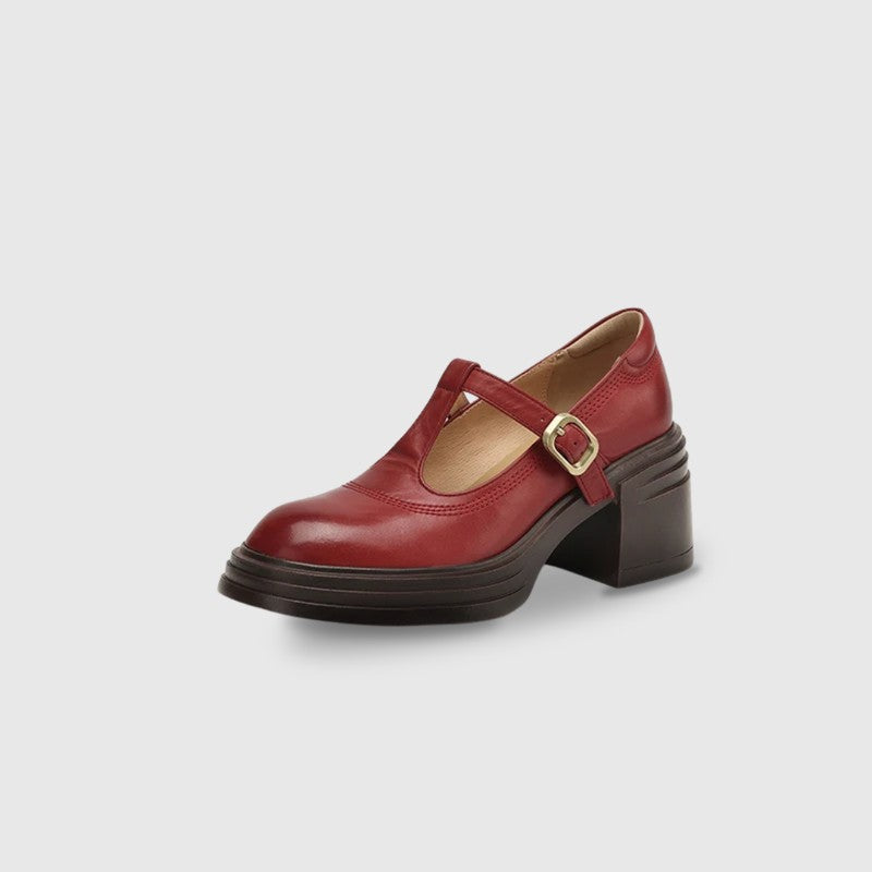 Dames | Vintage T-Bar Pumps met Blokhak