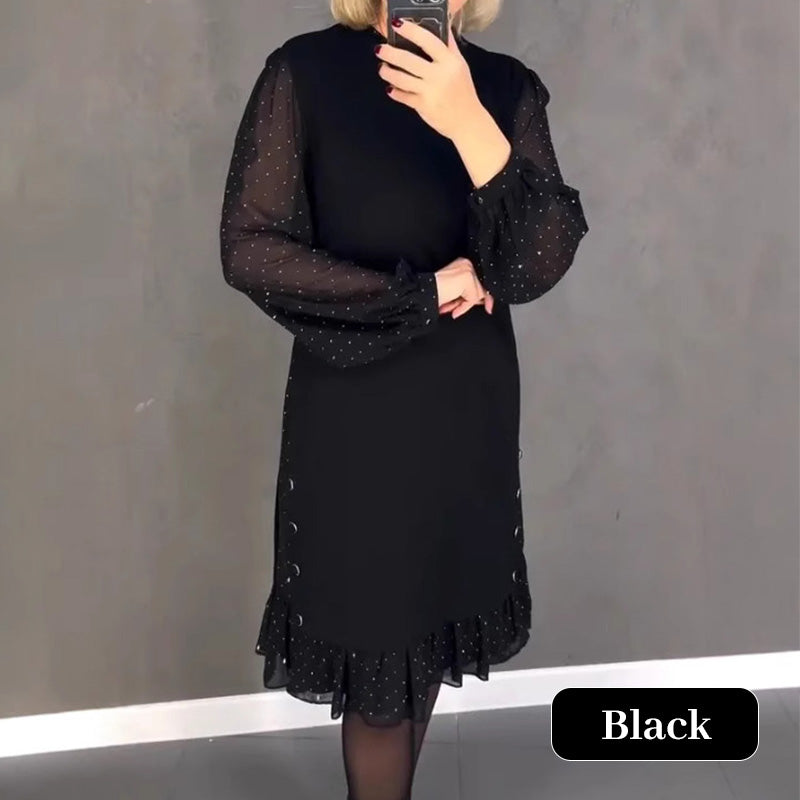 Marilouke | Elegante Jurk Met Kristallen en Ronde Hals