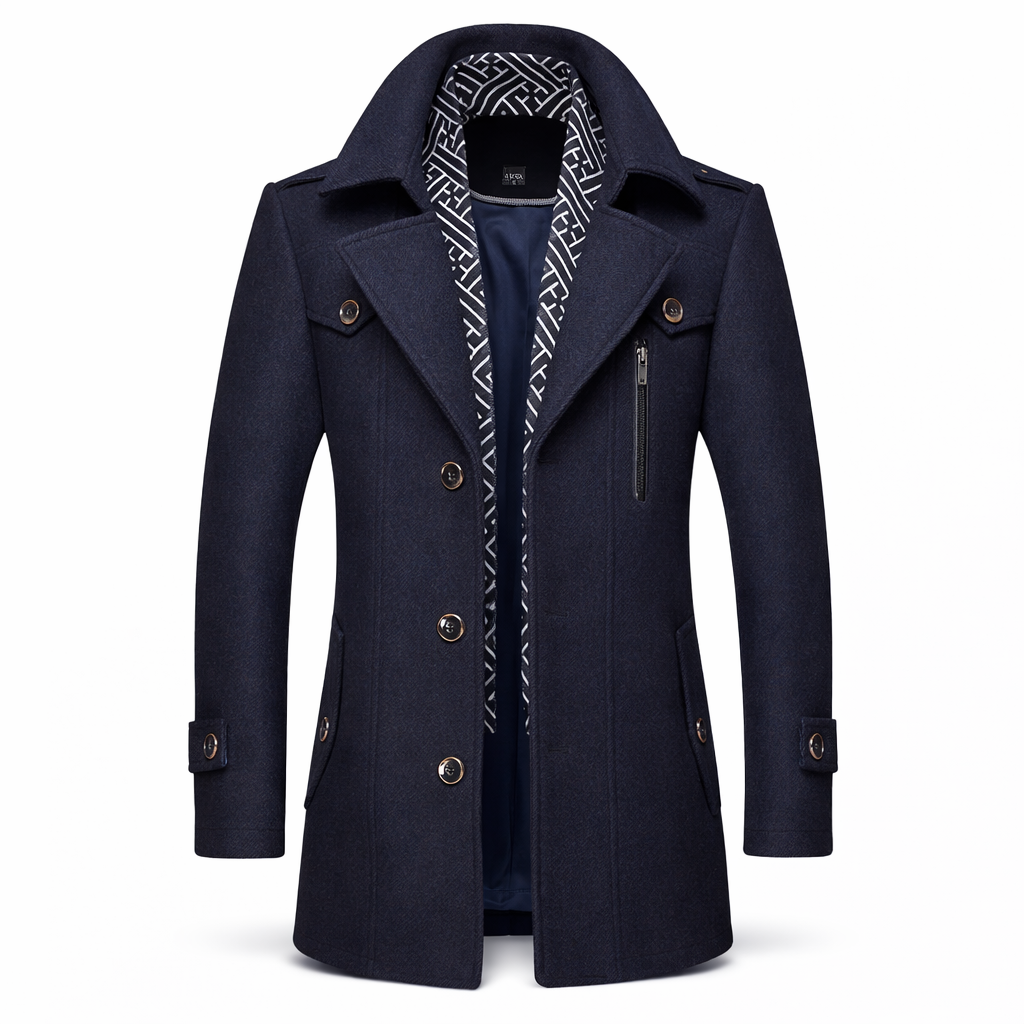 Benjamin | Heren Winterjas met Klassieke Kraag en Knoopsluiting