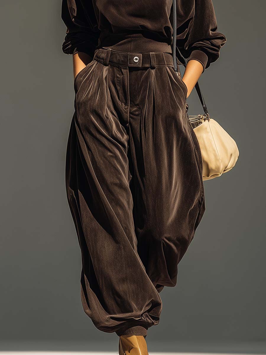 Aimée | fluwelen hoodie en losse broek set (Inclusief riem)