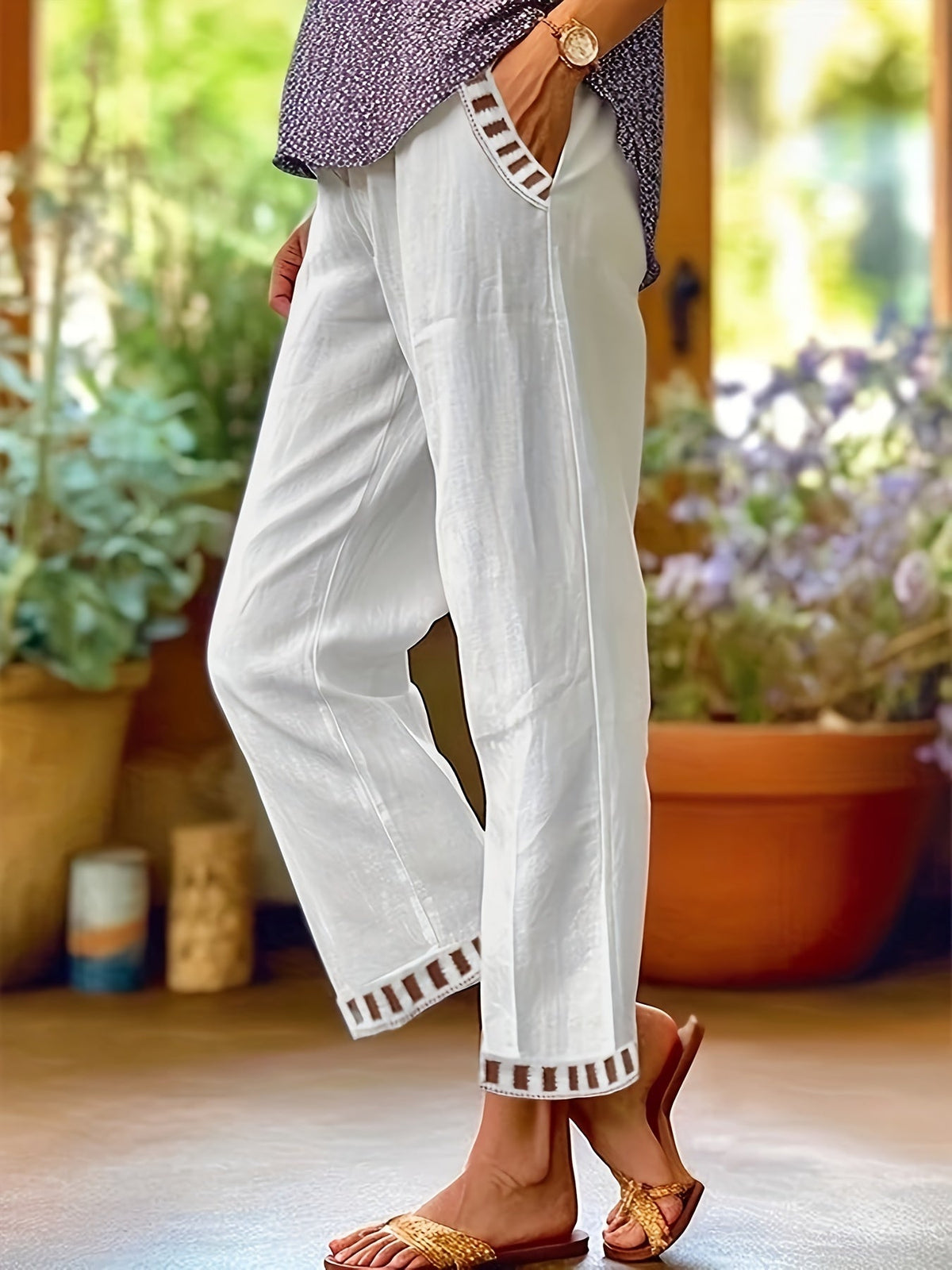 Wren™ Ontspannen Cropped Broek Met Contrastafwerking