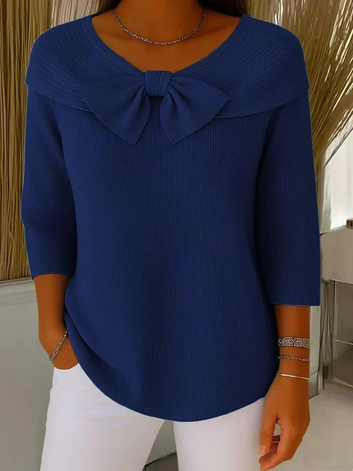 Jessica | Dames Trui met Strikdetail en Ronde Hals