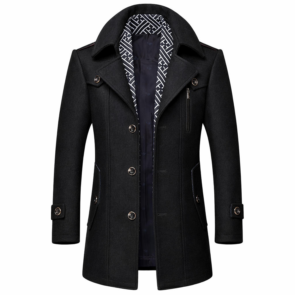 Benjamin | Heren Winterjas met Klassieke Kraag en Knoopsluiting