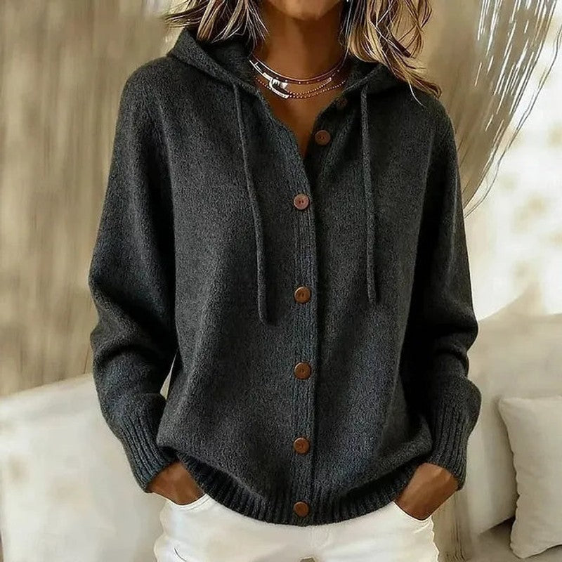 Nienke | Ruimvallend Vest met Capuchon en Knopen