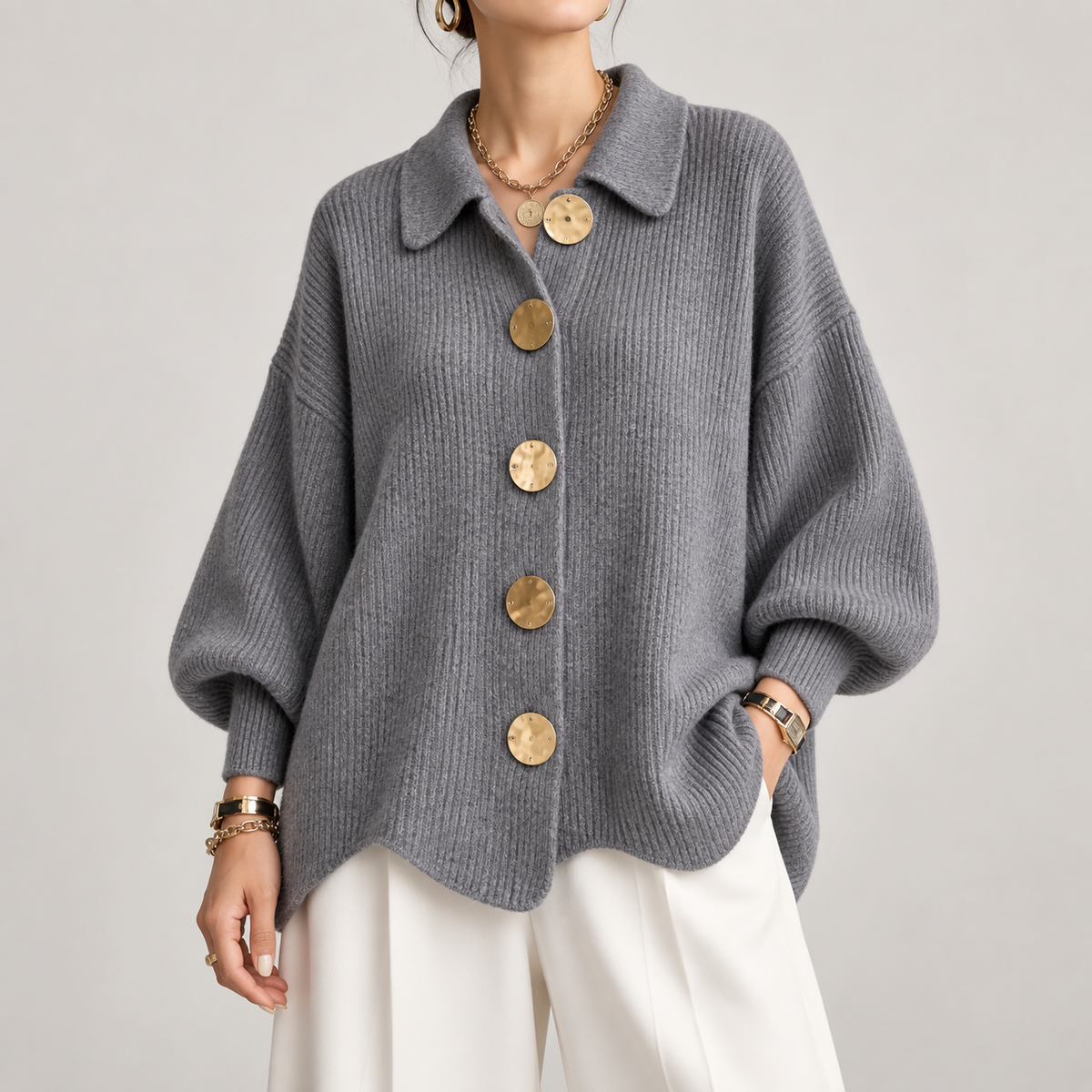 Isabelle | Oversized vest met kraag
