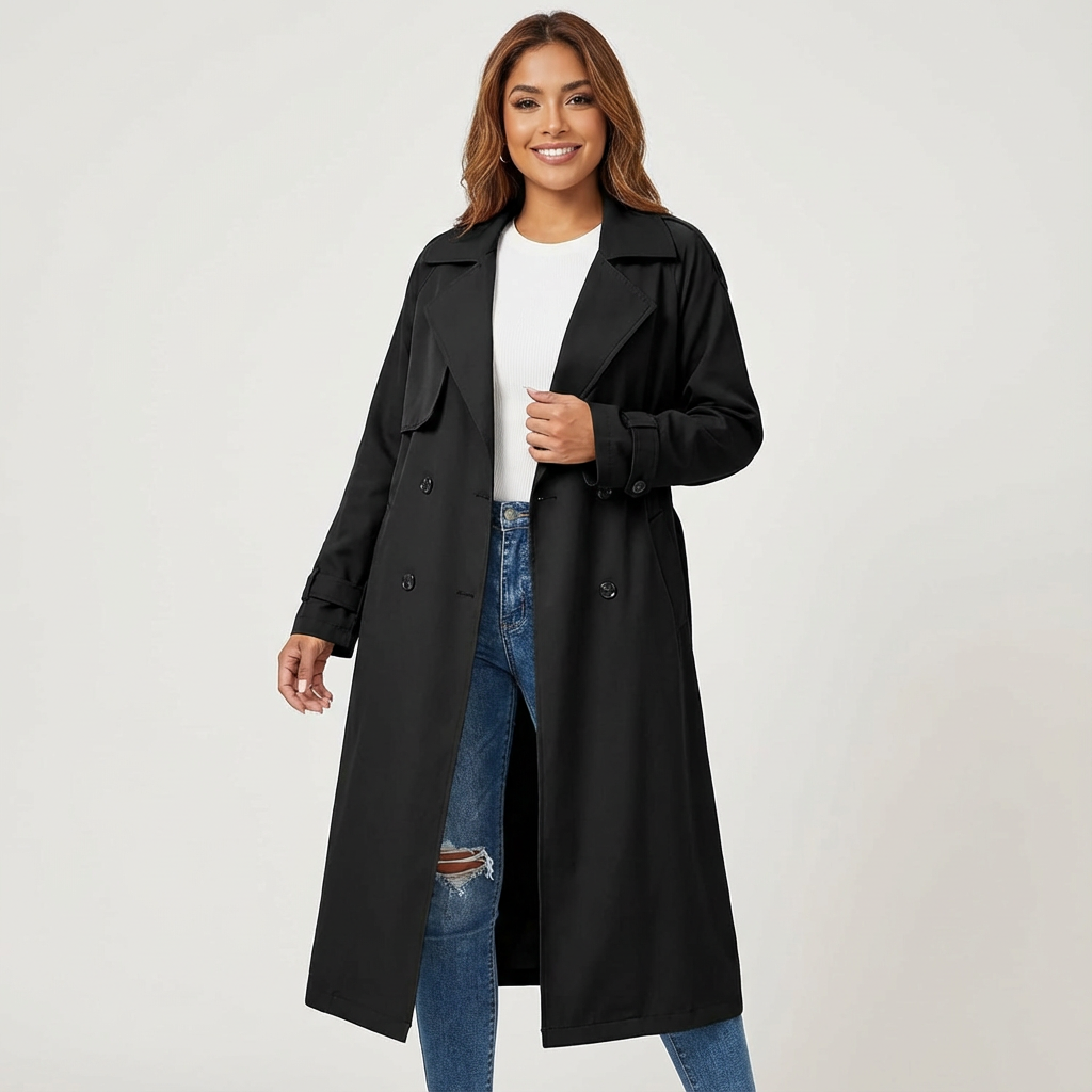 Sharon | Dames Trenchcoat met Lange Pasvorm en Knopenlijst