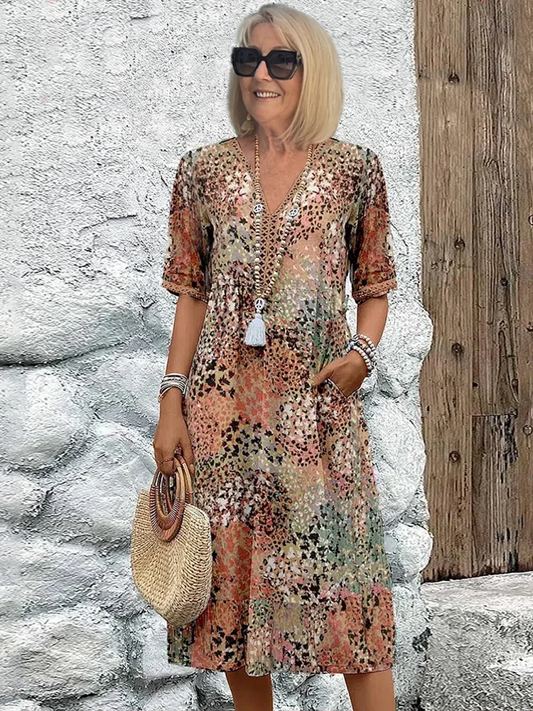 Addison | Elegante midi-jurk met bloemenprint