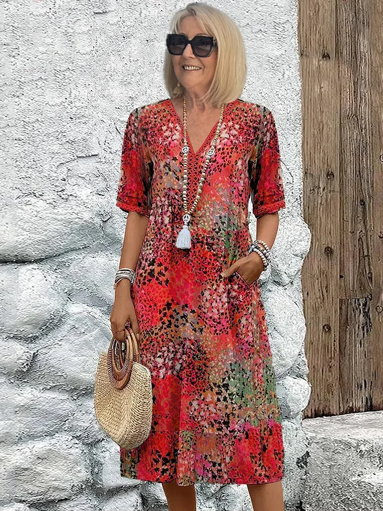 Addison | Elegante midi-jurk met bloemenprint