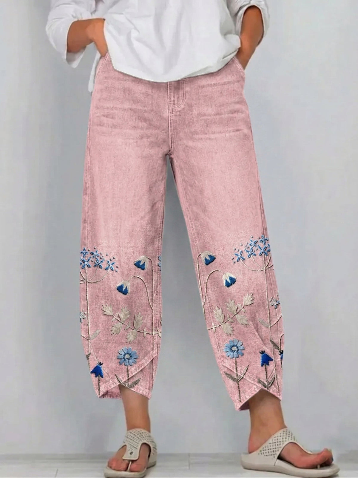 Avery | Casual Geborduurde Broek