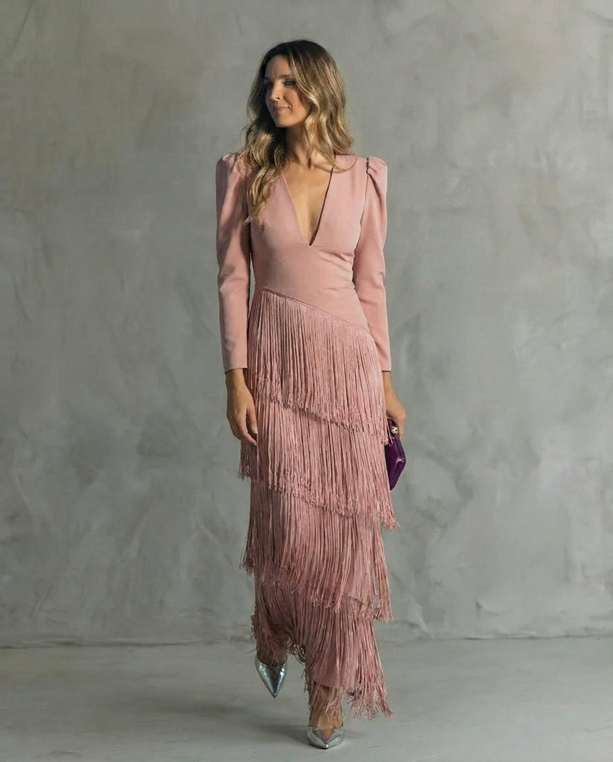 Thea | Elegante jurk met franjes aan de mouwen