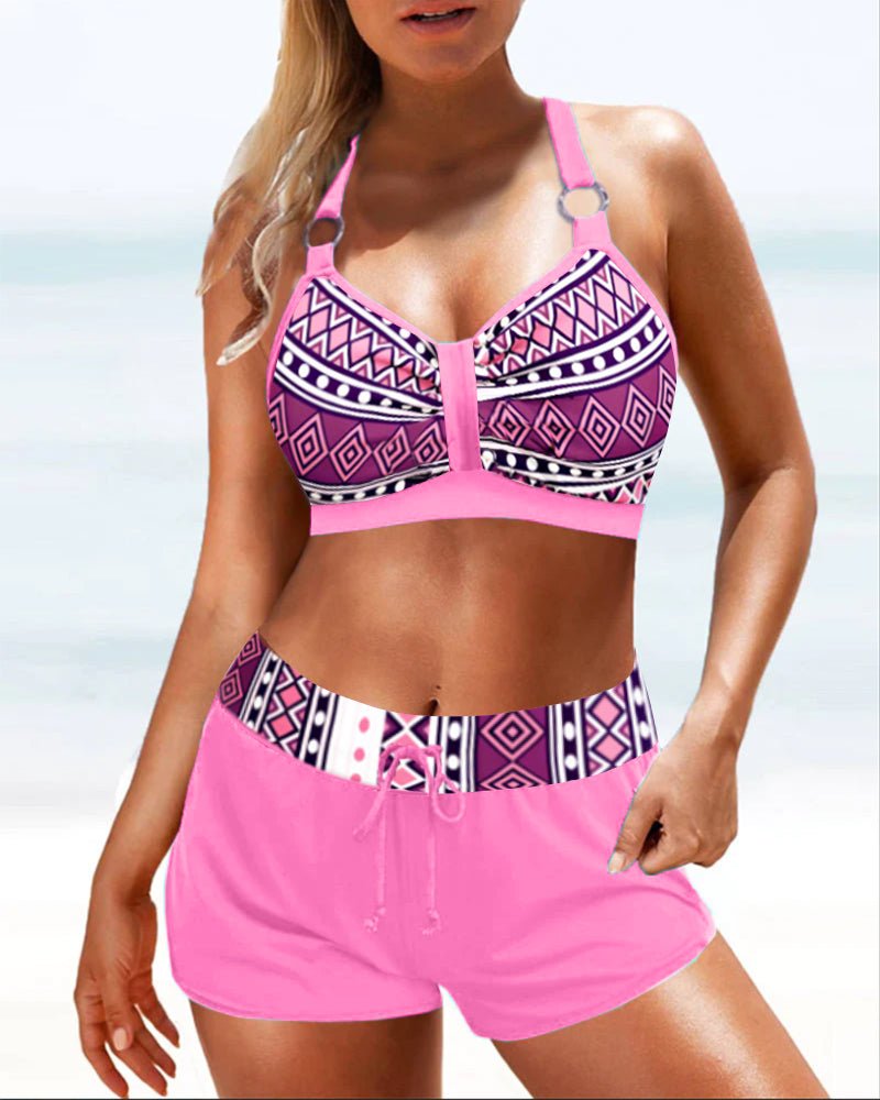 Liv | Hoge taille bikini met geometrisch patroon
