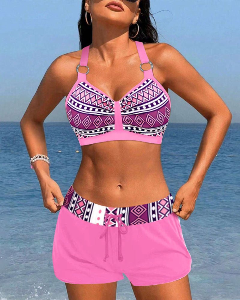 Liv | Hoge taille bikini met geometrisch patroon