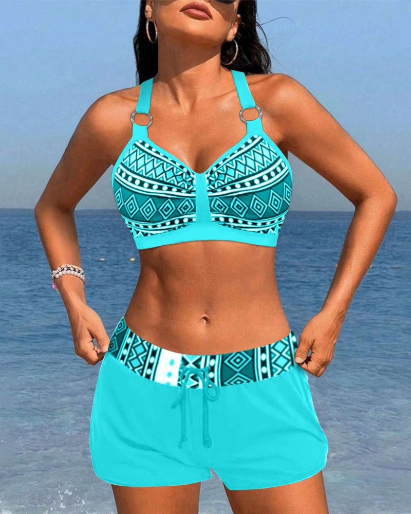 Liv | Hoge taille bikini met geometrisch patroon