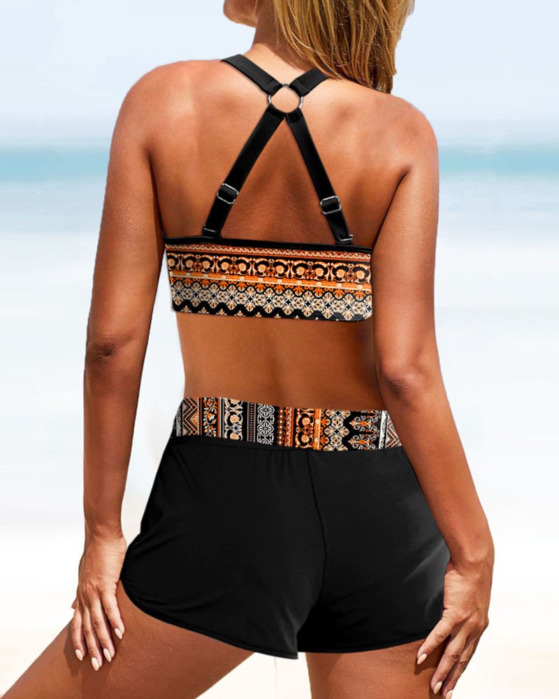 Evilyn | Hoge taille bikinis met geometrische print