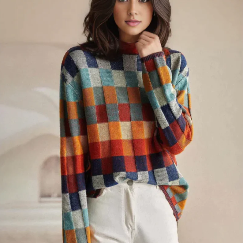 Ravelyn | Rollneck Trui met Patchwork