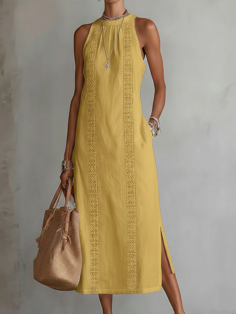 Maricar | Elegante Kant Detail Midi Jurk