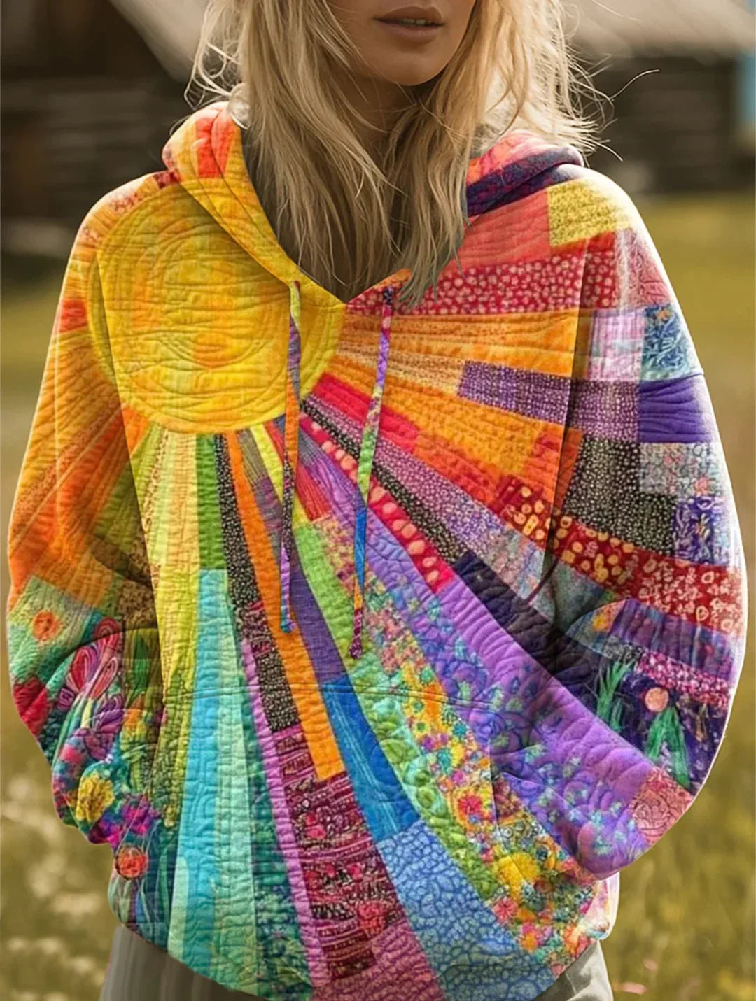 Eloise | Bohemian veelkleurige patchwork-hoodie