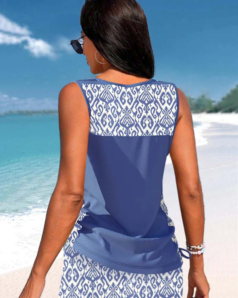 Lynna | Tankini met geometrische print en V-hals