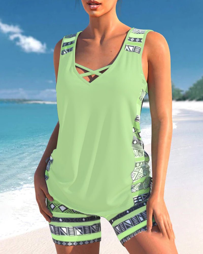 Lynna | Tankini met geometrische print en V-hals