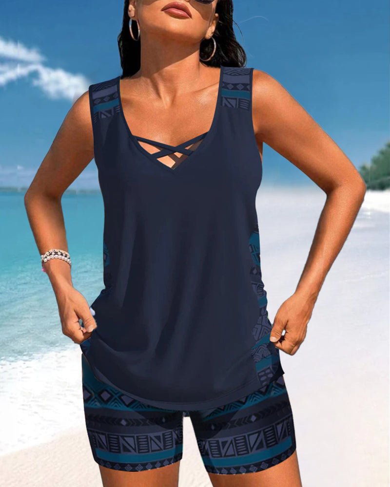 Lynna | Tankini met geometrische print en V-hals
