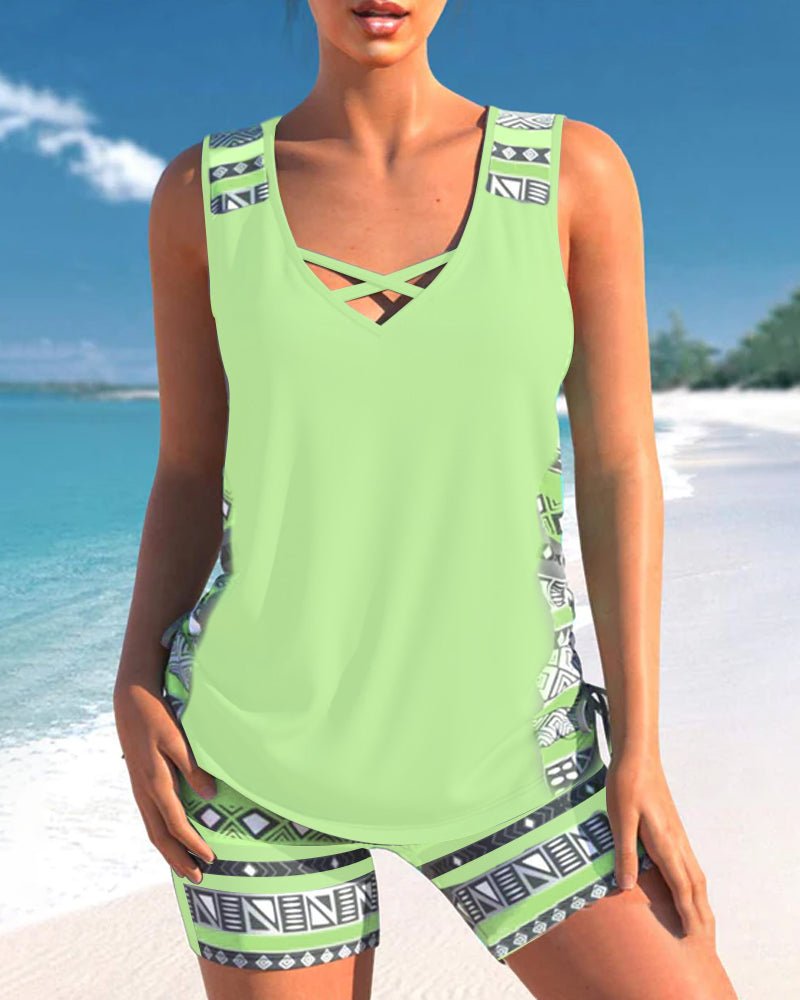 Lynna | Tankini met geometrische print en V-hals