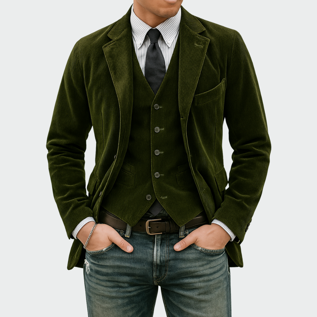 Tommy | 2-delige set: Blazer en Gilet van Fluweel