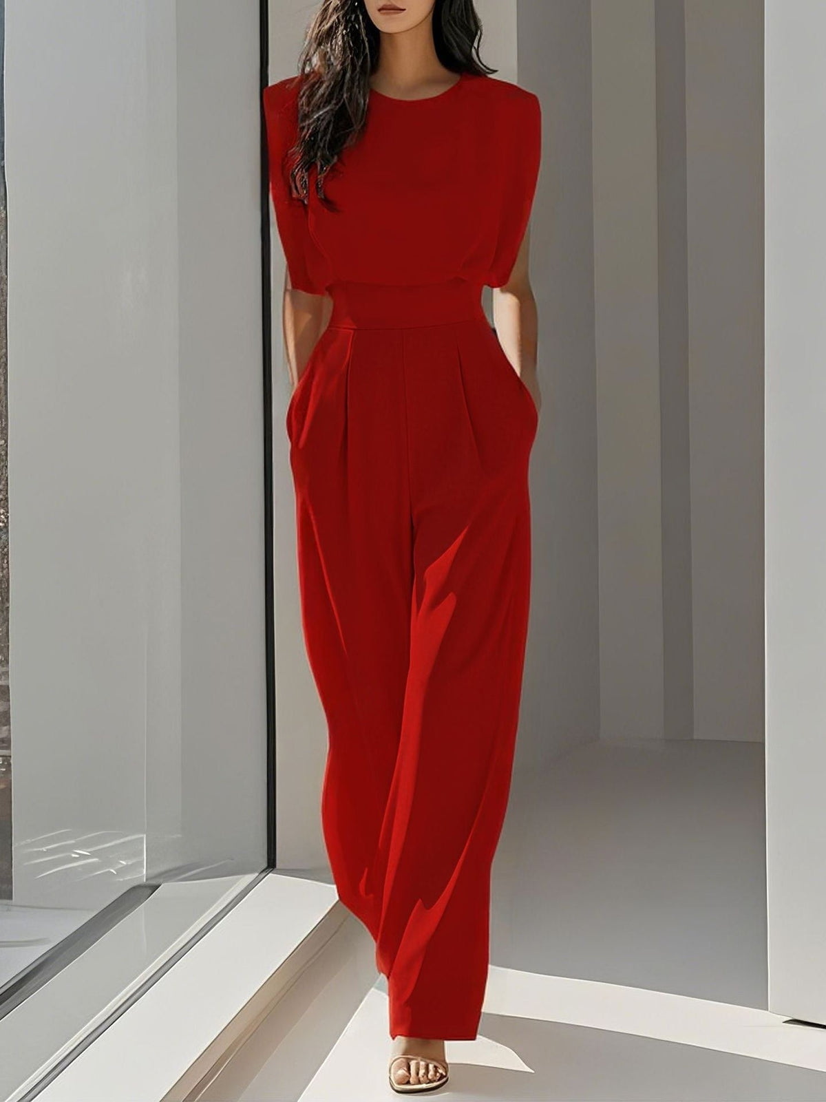 Bianca | Mouwloze Jumpsuit met Wijde Pijpen